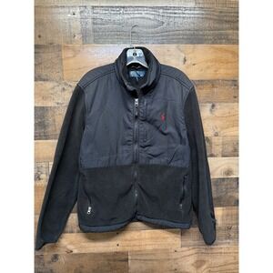 Polo Ralph Lauren Mens Black Fleece Jacket Full Zip Red Pony Logo Size M